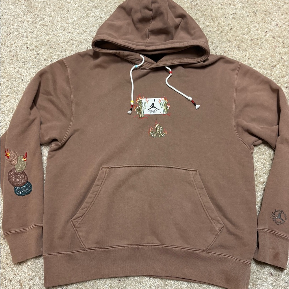 Jordan x Cactus Jack Brown Sweatshirt with Embroidered Accents